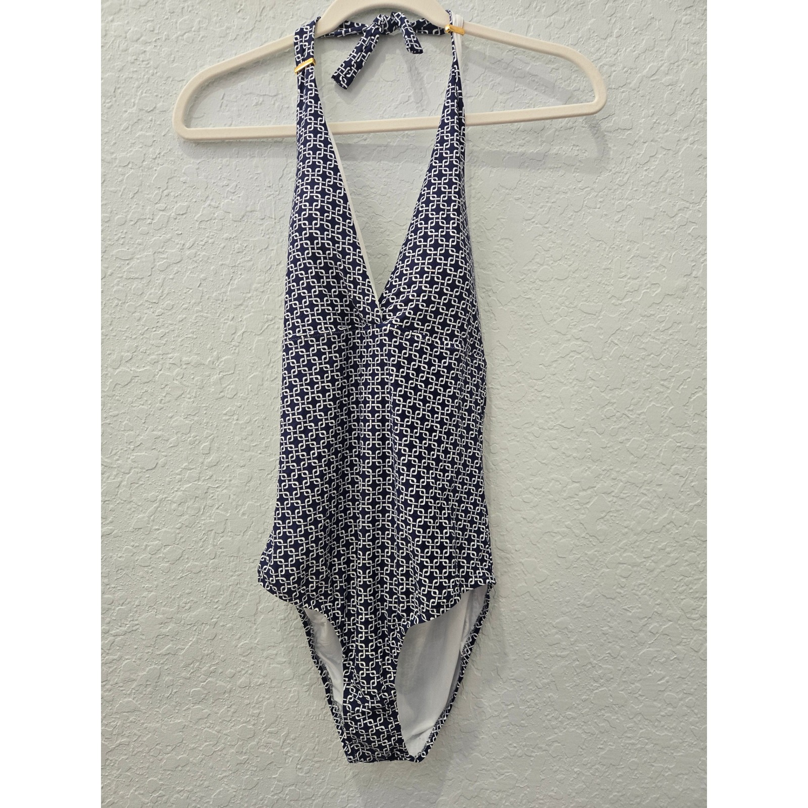 Melissa Odabash Rimini One Piece Swimsuit Navy Geometric Links Size 10